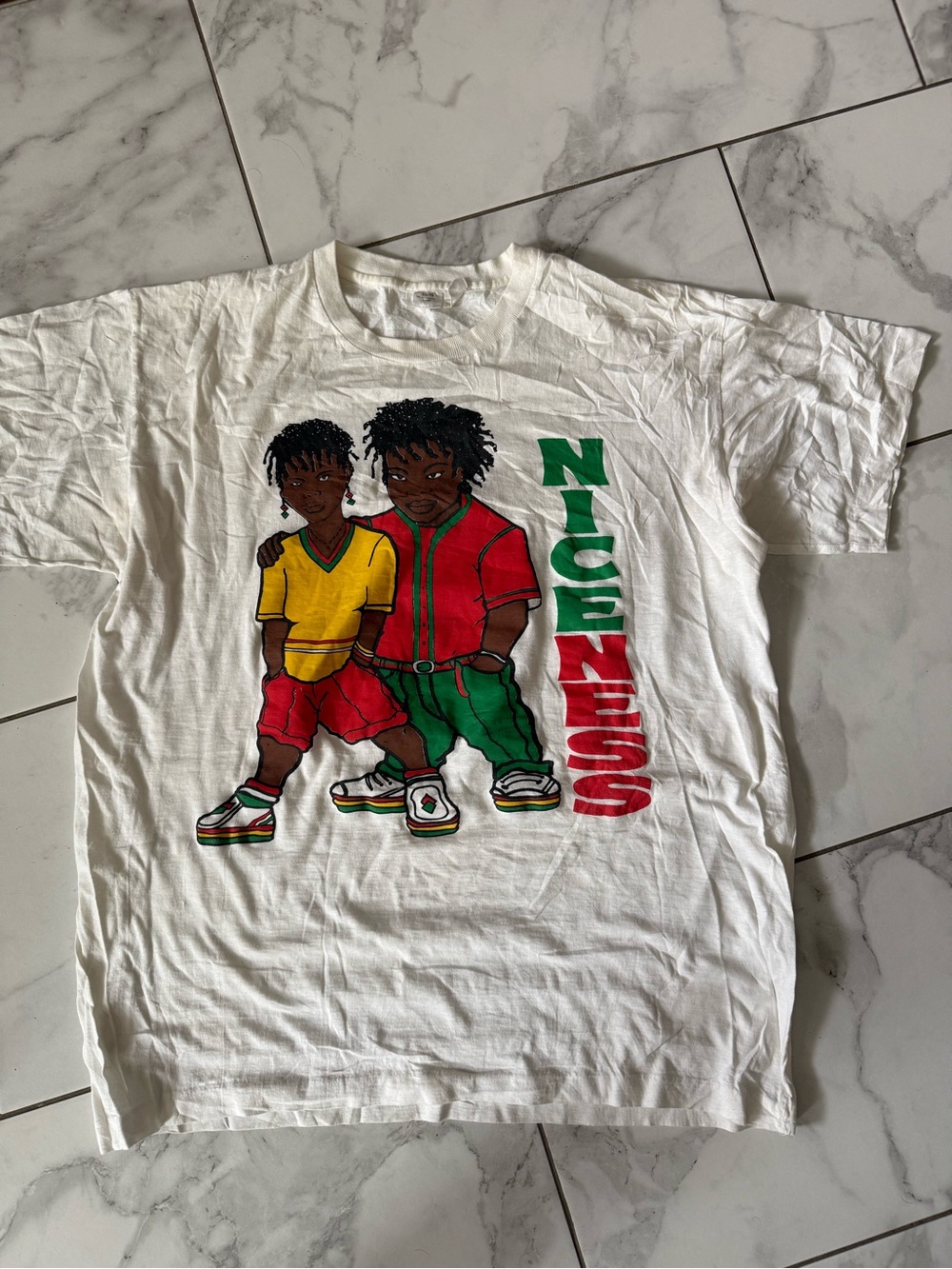 Vintage 90s Niceness Afrocentric Black Power / Culture Cartoon Single Stitch XL